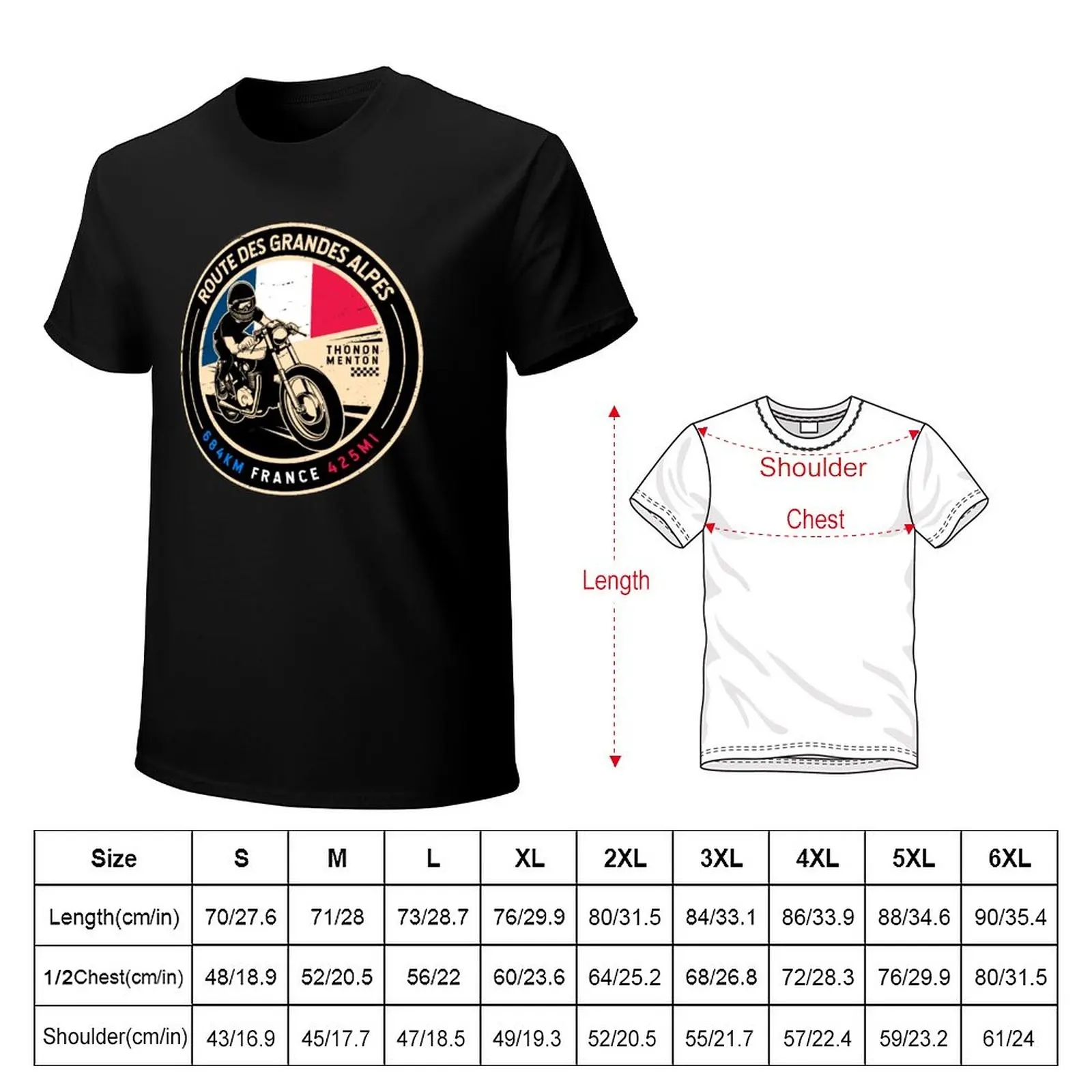Route des Grandes Alpes | Franța | Motociclete T-Shirt graphic t shirt negru t shirt barbati t-shirt . ' - ' . 3